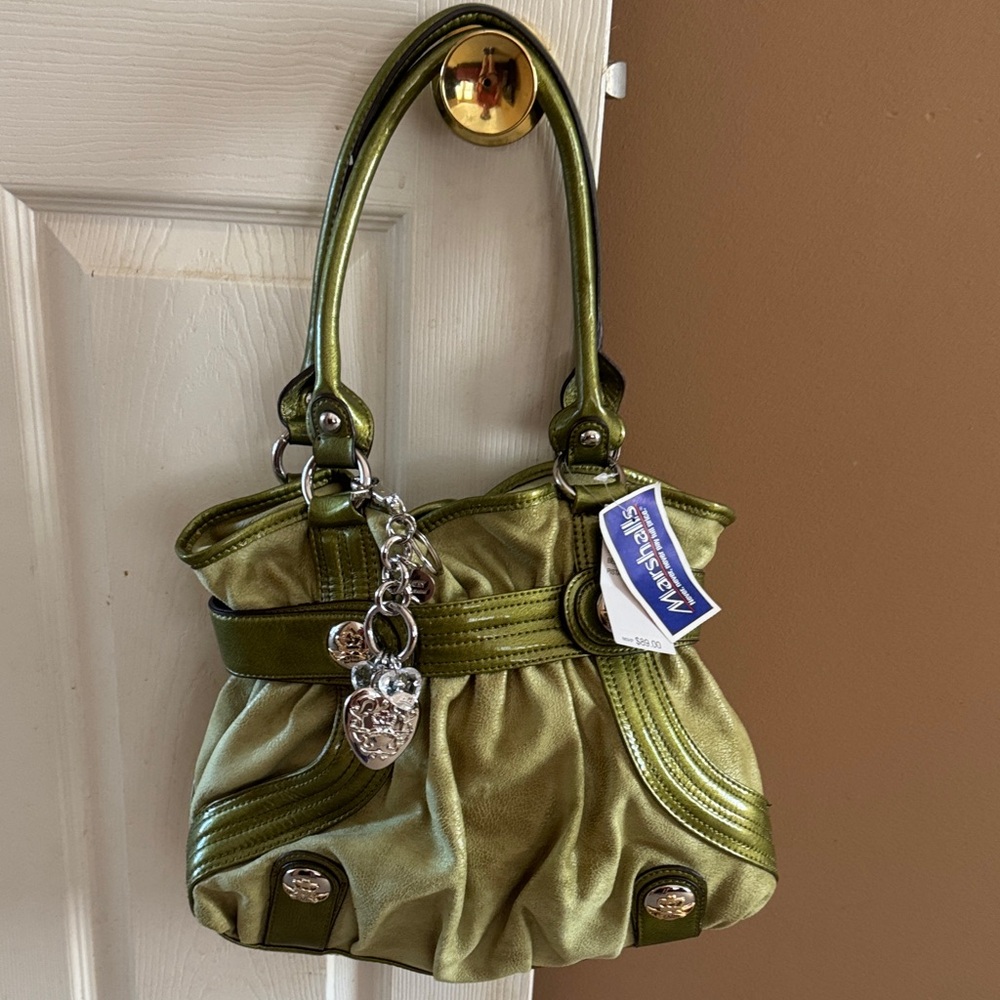 Kathy Van Zeeland Metallic Olive Shoulder Bag